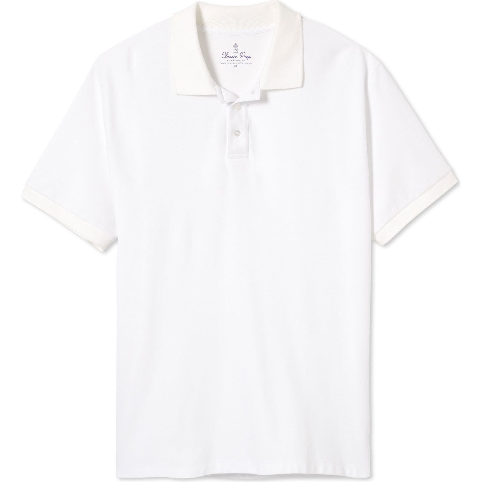 Men's Short Sleeve Huck Polo Solid Pique, Bright White | Maisonette