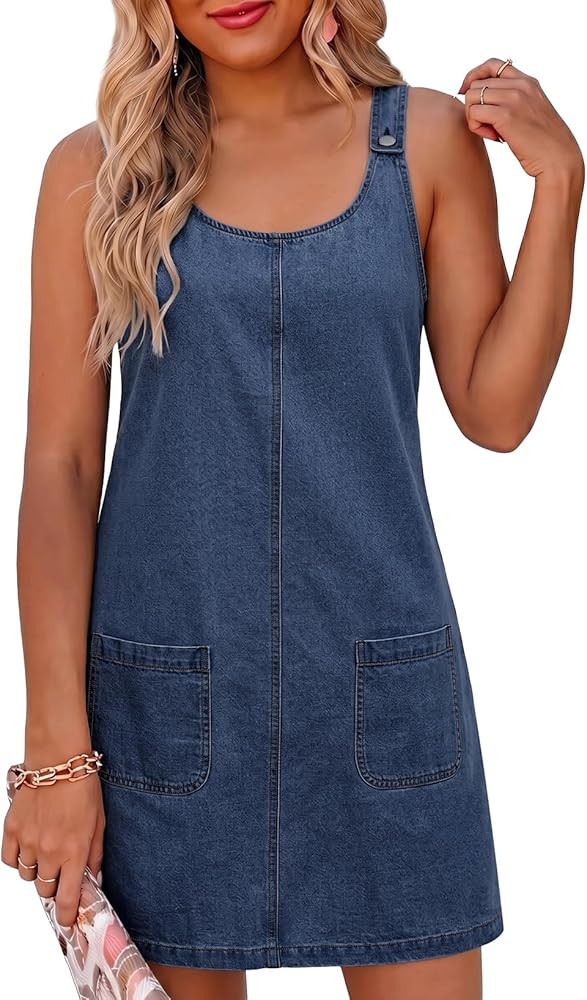 Dokotoo Womens Sleeveless Casual Denim Dress Western Cowgirl Outfits Jean Overall Dress | Amazon (US)