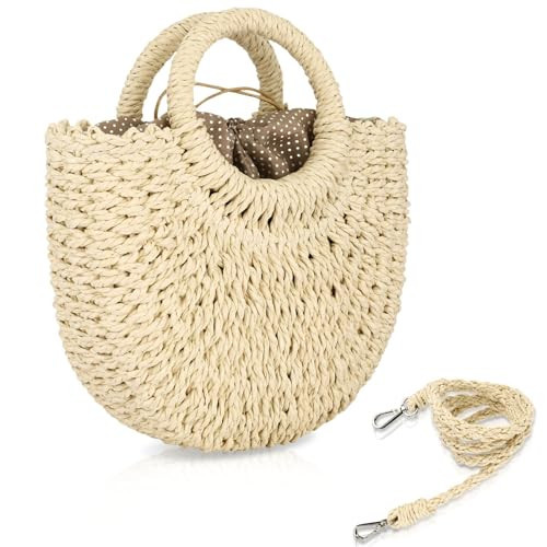 FENBEN Women Straw Crossbody Bag Summer Beach Weave Shoulder Bag Rattan (Beige) | Amazon (US)
