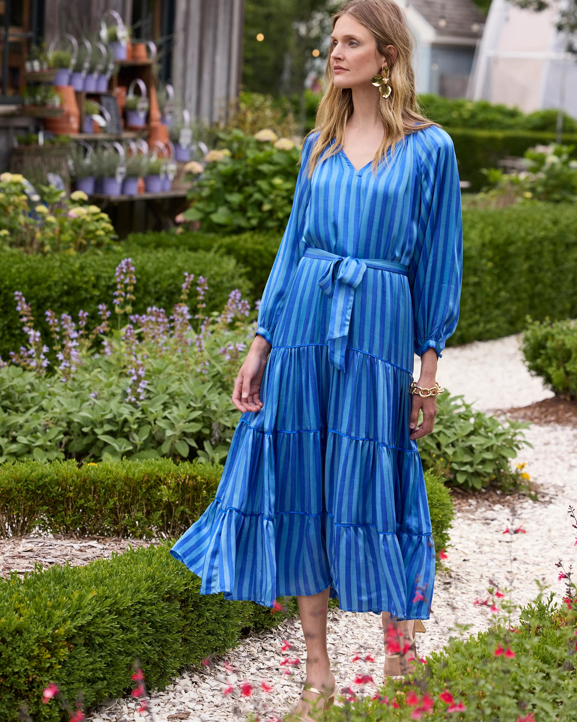 Vintage Stripe - City Lights Dress - Mediterranean Tile | Printfresh