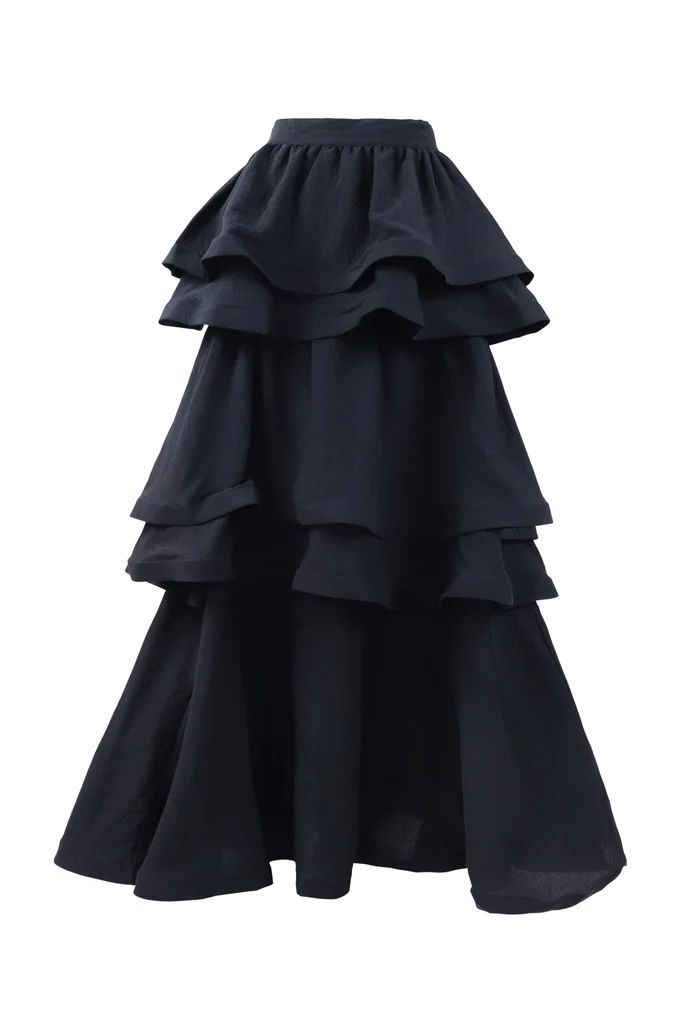 Teagan Tiered Skirt - Black | Shop BURU