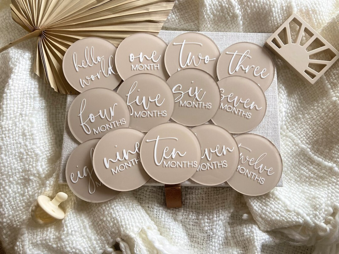 Neutral Acrylic Baby Monthly Milestone Discs, Baby Photo Prop, Gifts for Baby Shower, Personalize... | Etsy (US)