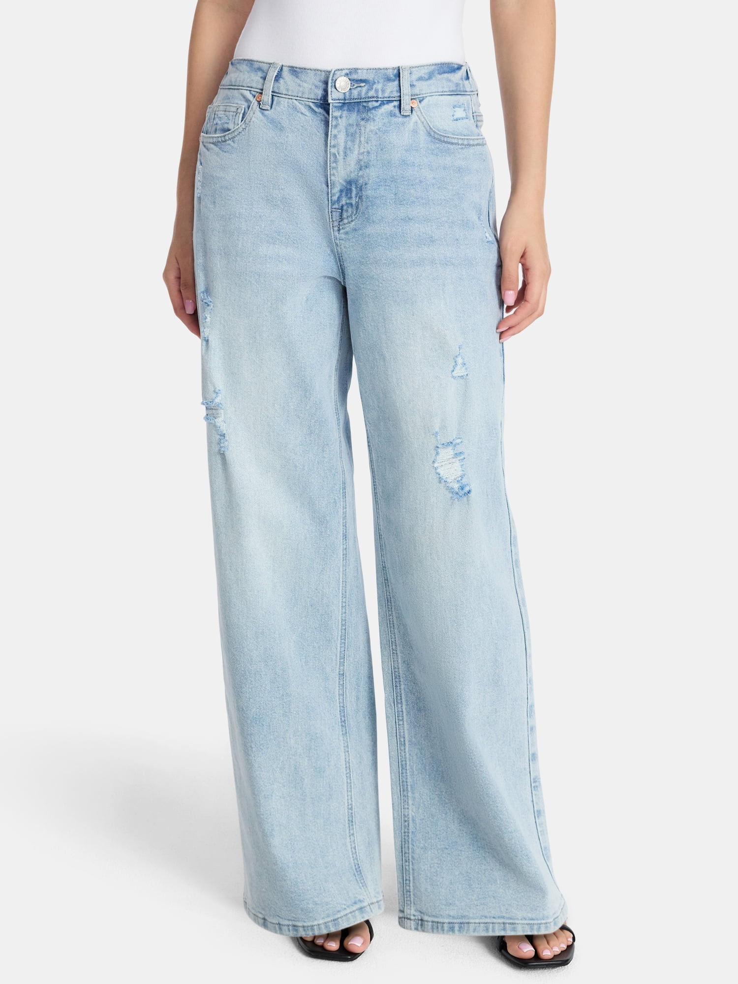 Madden NYC Women’s Distressed Jeans, 31'' Inseam, Sizes XXS-XXL - Walmart.com | Walmart (US)