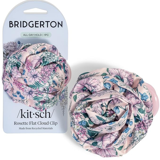 Kitsch Medium Satin Rosette Flat Claw Clips for Women - Stylish Flat Hair Clips, Strong Hold for ... | Amazon (US)