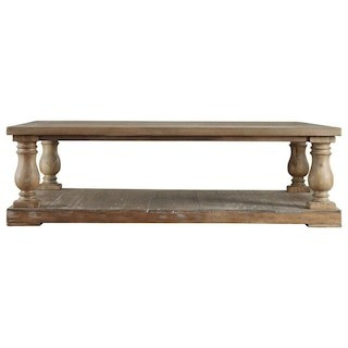 Malvern 60 in. Light Distressed Natural Large Rectangle Wood Coffee Table | The Home Depot