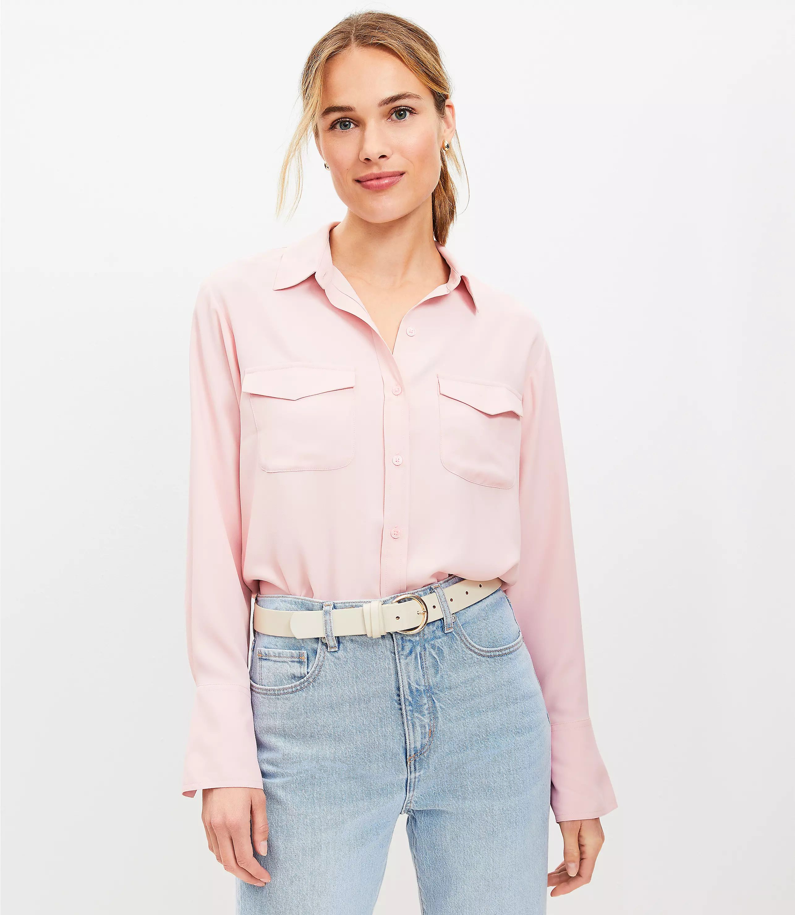 Wide Cuffed Utility Shirt | LOFT