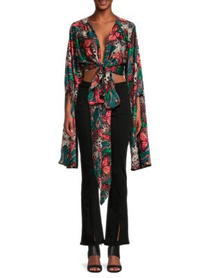 Renee C. Floral Tie Top on SALE | Saks OFF 5TH | Saks Fifth Avenue OFF 5TH