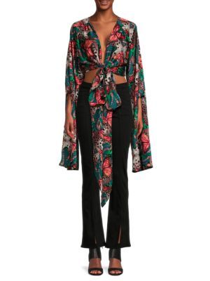 Renee C. Floral Tie Top on SALE | Saks OFF 5TH | Saks Fifth Avenue OFF 5TH (Pmt risk)