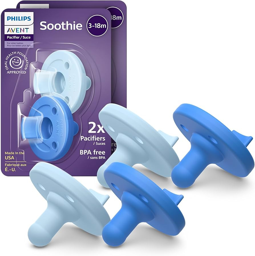 Philips Avent Soothie Baby Pacifiers - 100% Silicone Pacifiers for Babies 3-18 Months, One-piece ... | Amazon (US)