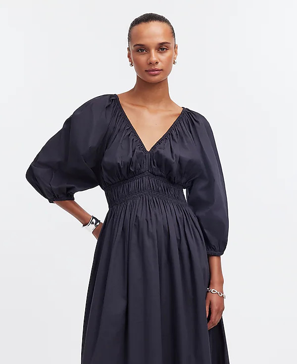 V-Neck Balloon-Sleeve Maxi Dress | Madewell | Madewell