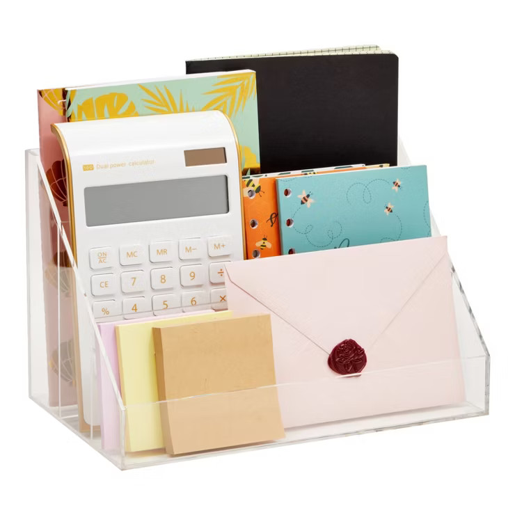 Okuna Outpost 3-Slot Clear Acrylic Desk Organizer, File Sorter Mail Organizer for Office and Home... | Target