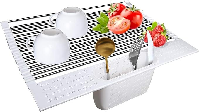 TBMax Roll Up Dish Drying Rack with Removable Utensil Holder, Large Size 20'' x 15.4'' Over The S... | Amazon (US)