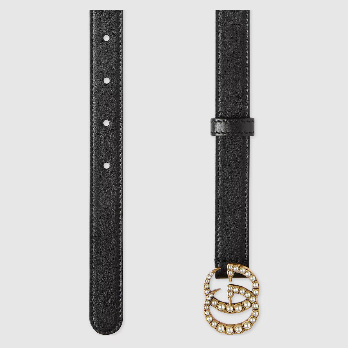 Gucci Leather belt with pearl Double G buckle | Gucci (US)