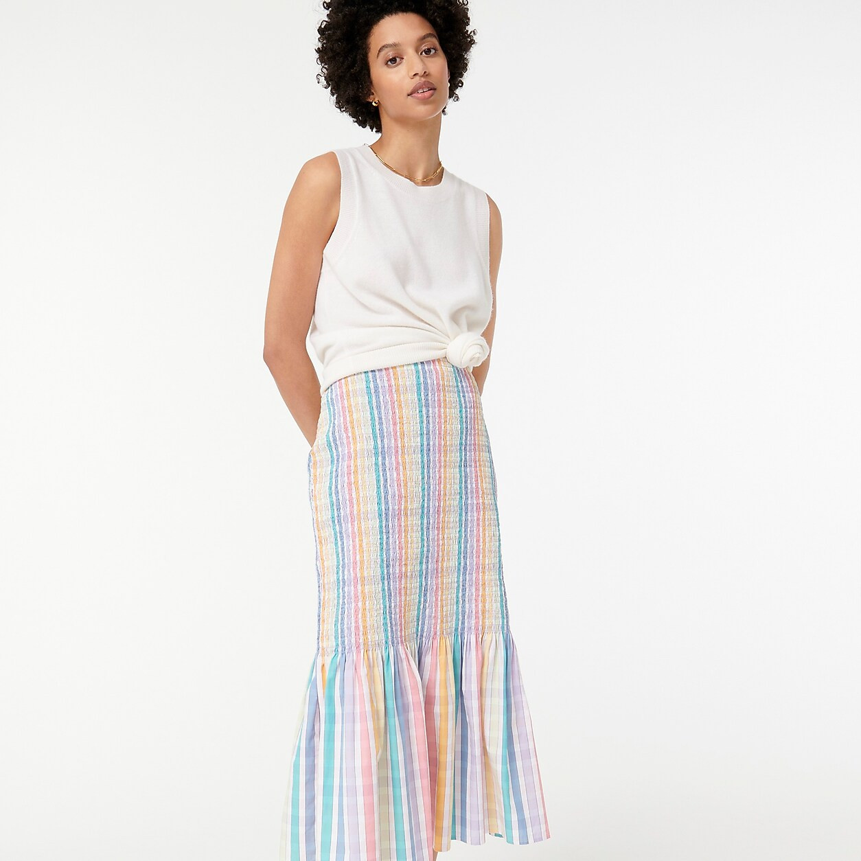 Smocked skirt in rainbow gingham | J. Crew US