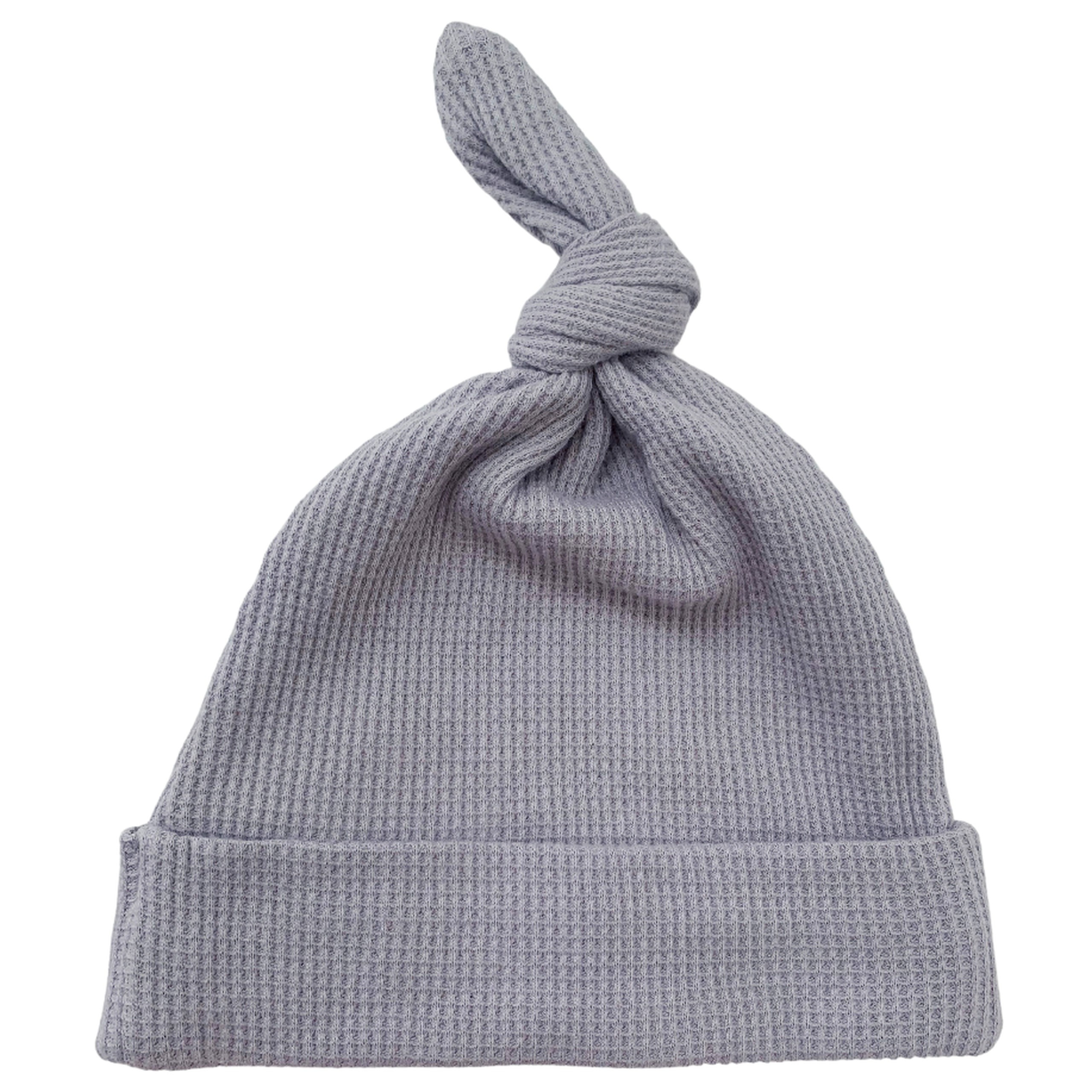 Organic Waffle Knot Beanie, Silver | SpearmintLOVE