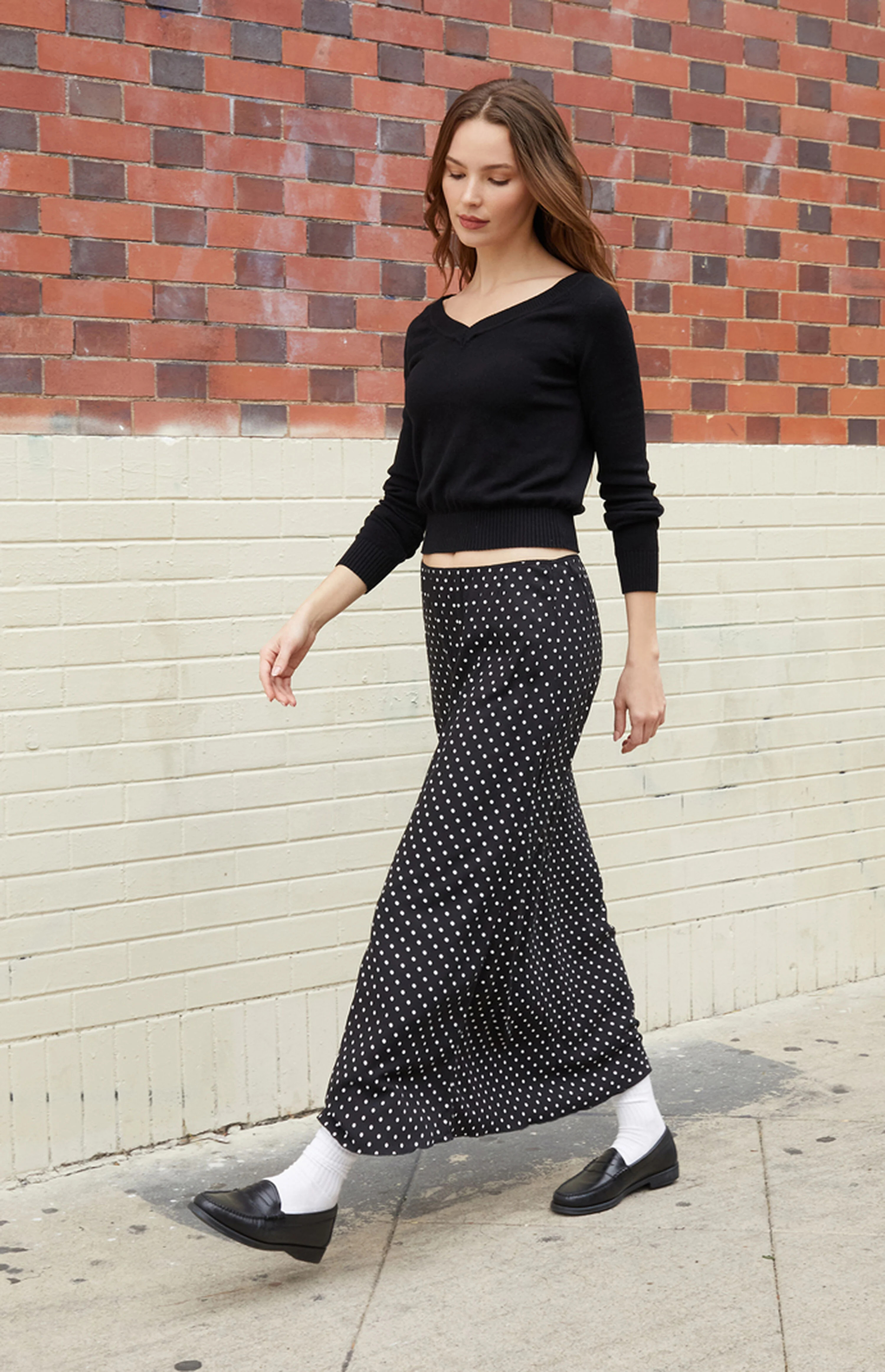 John Galt Polka Dot Midi Skirt | PacSun