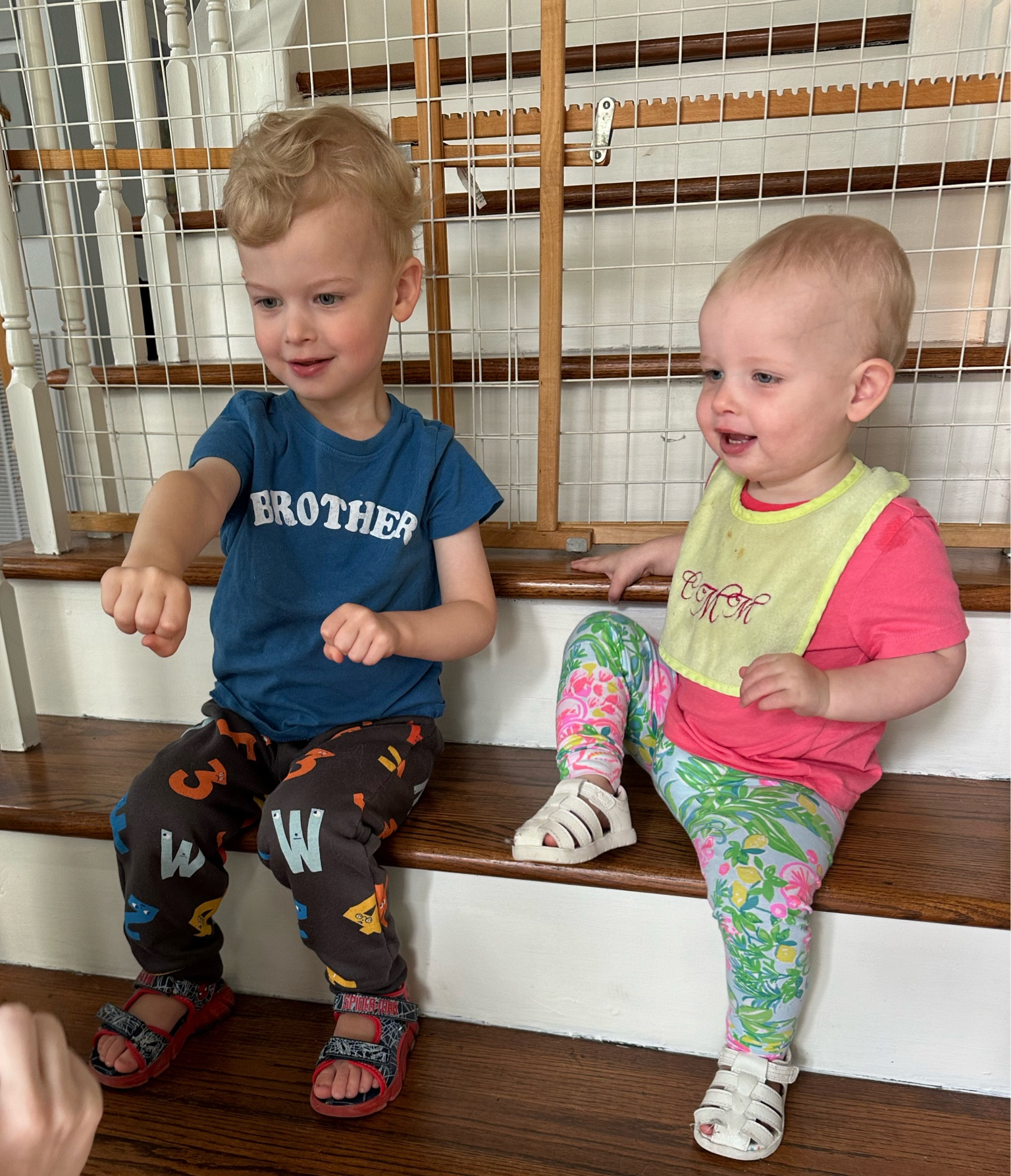 Baby toddler ootd. White toddler sandals with Velcro have been a huge hit this summer! 

DSW, Spider-Man, brother and sister tahirts, Lilly Pulitzer leggings for kids, cat and jack joggers, Walmart fashion 

#LTKfamily #LTKkids #LTKbaby