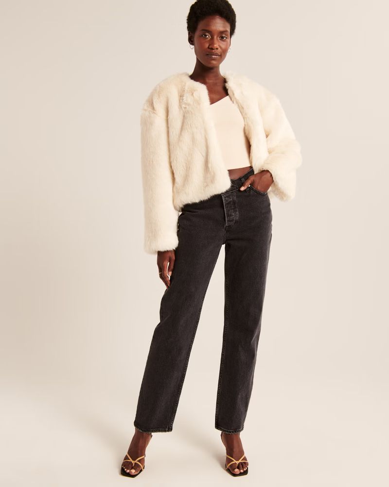 Women's Cropped Faux Fur Jacket | Women's Best Dressed Guest - Party Collection | Abercrombie.com | Abercrombie & Fitch (US)