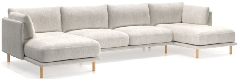 Wells 3-Piece U-Shaped Sectional with Natural Leg Finish | Crate & Barrel | Crate & Barrel