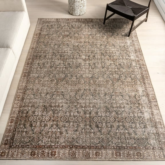 Nuloom Hillstone Collection Traditional Vintage Medallion Area Rug, 6' 7" x 9', Calianna Brown | Walmart (US)
