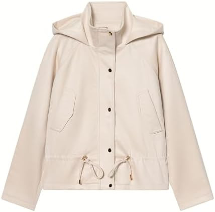 Xunger Women's Vintage Faux Suede Hooded Jacket Oversized Drawstring Waist Coat Stand Collar Casu... | Amazon (US)