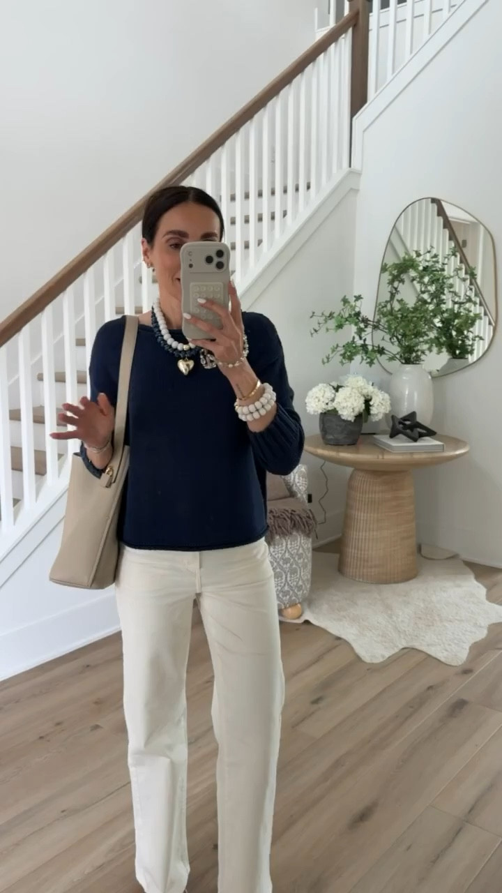 TRENDING! Such a good Target find for spring, this navy sweater is so classic and easy to style. Paired with white jeans and a Tory Burch bag for that effortless, elevated everyday look.

target finds, target spring 2026, navy sweater, look for less, white jeans outfit, casual chic style, everyday outfit, affordable fashion, annabrstyle

#LTKSeasonal #LTKootd #LTKgrwm