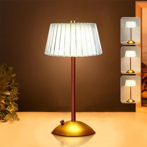 Cordless Metal Table Lamp,Touch Sensor Control Portable LED Table Lamp,3-Levels Brightness Rechar... | Amazon (US)