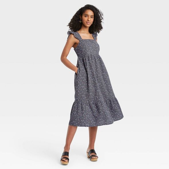 Women's Floral Print Ruffle Sleeveless Dress - Universal Thread™ Navy | Target