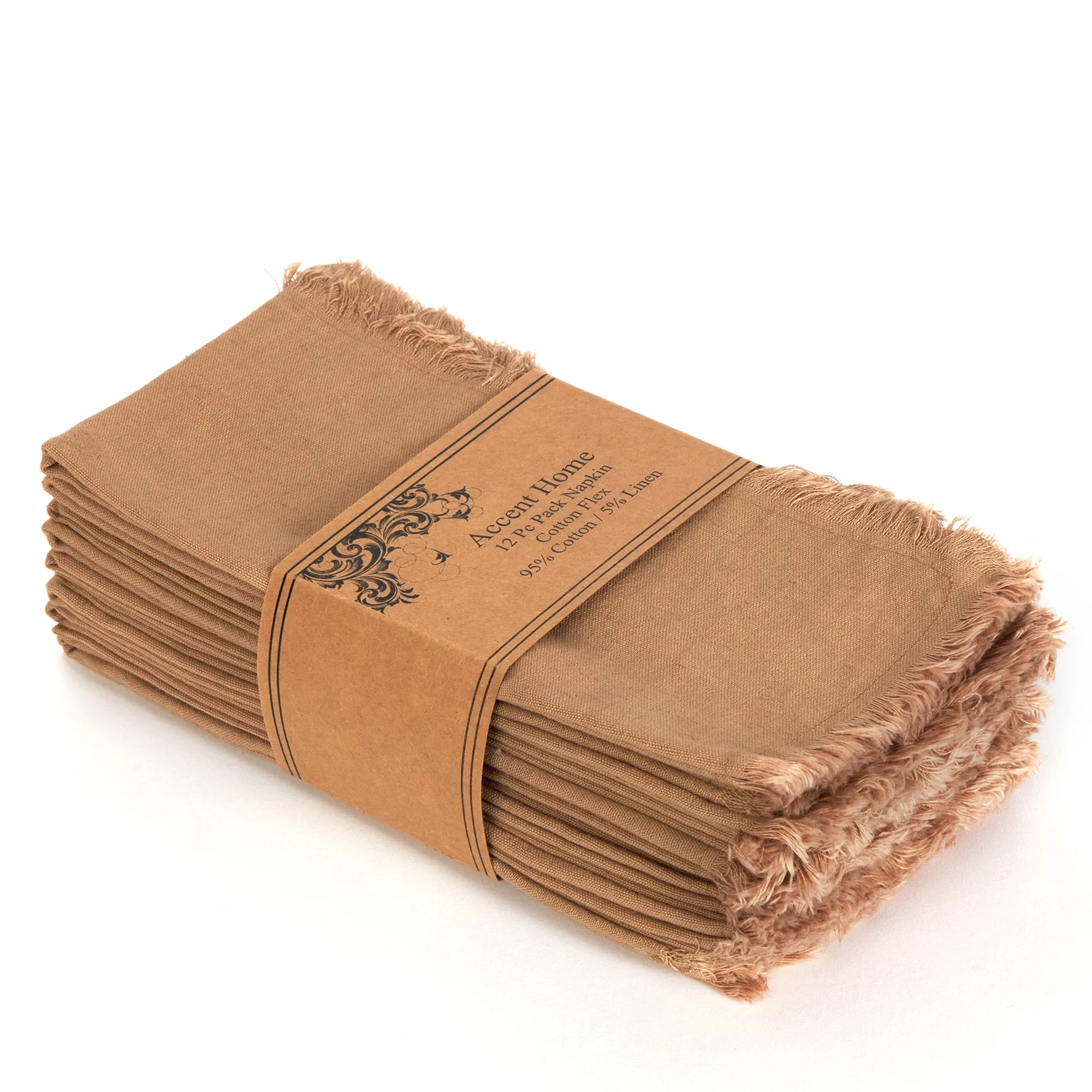 ACCENTHOME Brown Cotton Linen Napkin Set of 12 18x18 inch Dinner Napkins - Washable Soft Premium ... | Walmart (US)