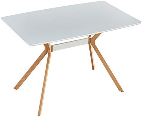 HOMMOO Rectangle Dining Table Modern Kitchen Table Tea Coffee Table with White MDF Top and Wood L... | Amazon (US)
