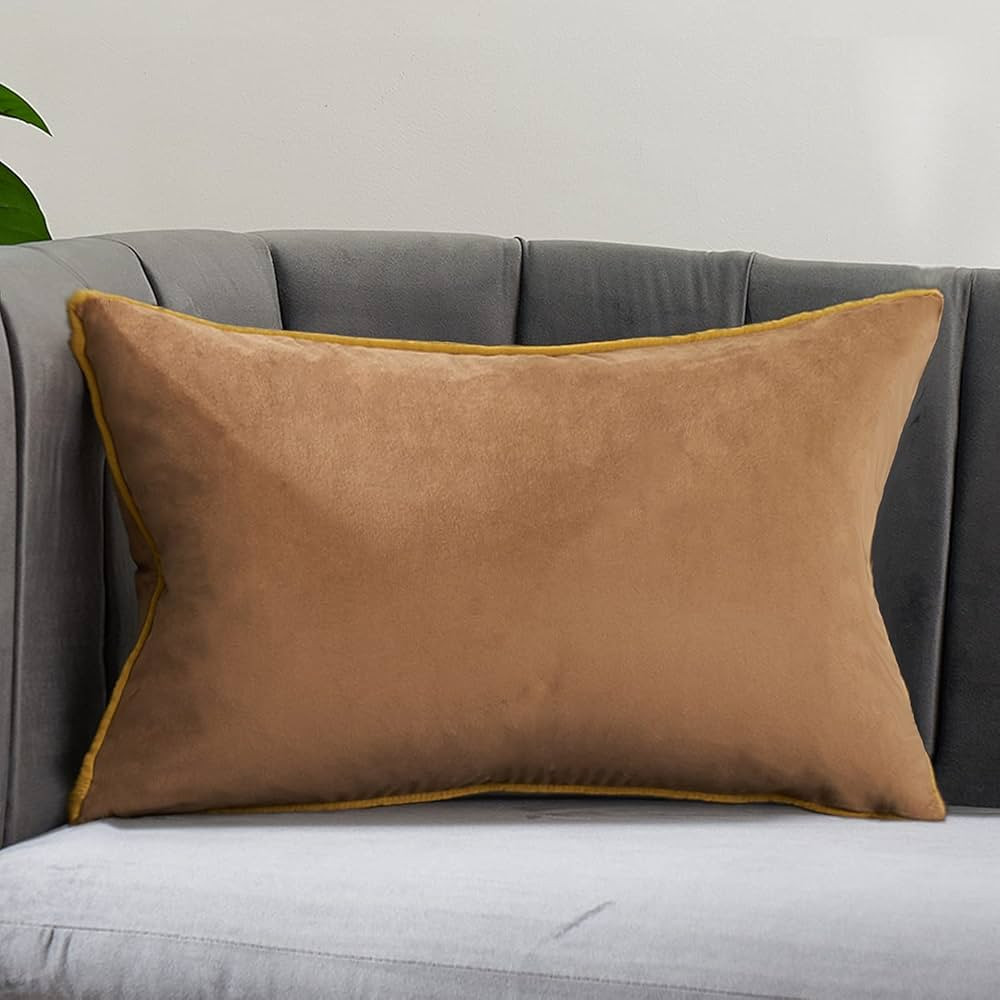 Avigers 12 x 20 Inches Brown Solid Cushion Case Luxury Modern Home Decor Lumbar Throw Pillow Cove... | Amazon (US)