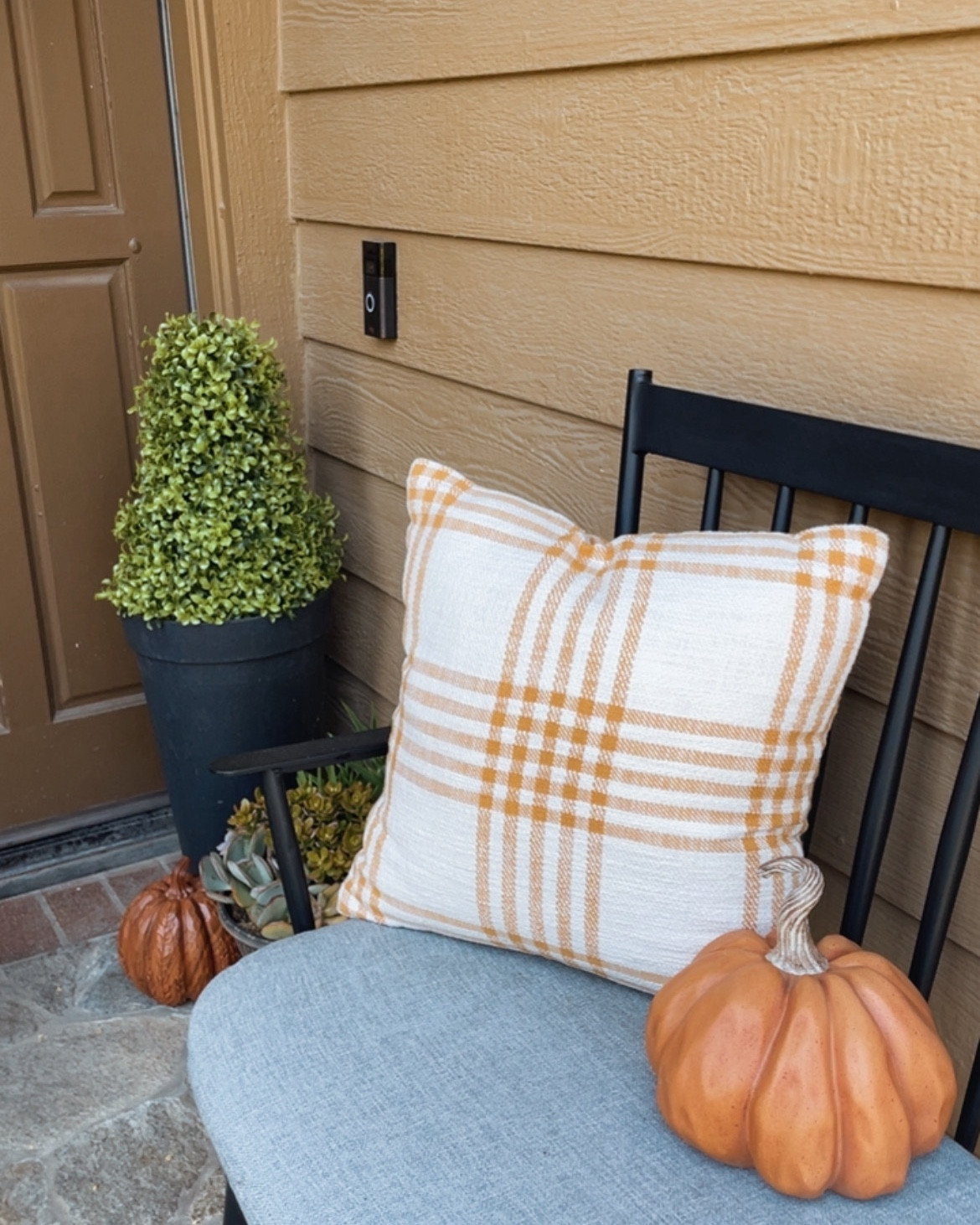 Two-sided fall pillow from Target with a yellow and cream plaid design. Perfect for a covered front patio this fall! 

Only $20 and works for year round decor as well! 

#fallpillow #falldecor #yellow #homedecor 

#LTKSeasonal #LTKHome #LTKSaleAlert