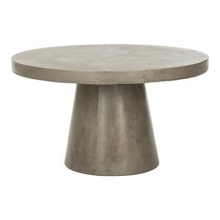 Delfia Dark Gray Round Stone Indoor/Outdoor Coffee Table | The Home Depot