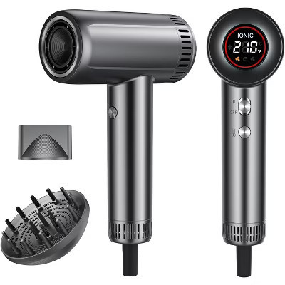 Teendow 1400W Hair Dryer, High-Speed Ionic Blow Dryer, 150,000 RPM Brushless Motor, Diffuser,Grey | Target