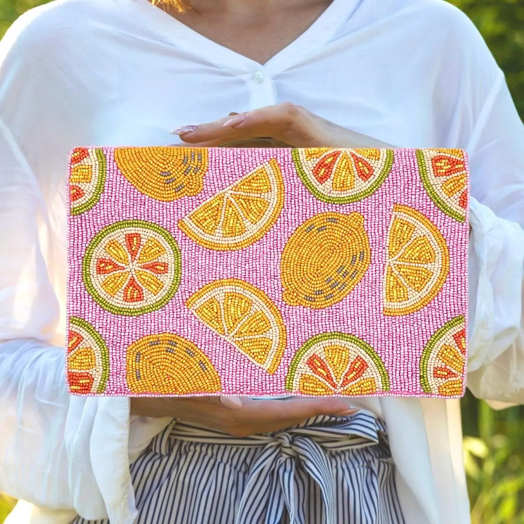 Lemon Beaded Clutch: Pink Citrus Summer Bag | Etsy (DACH)