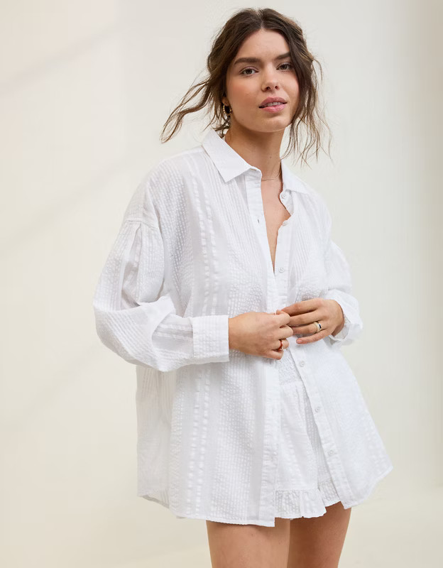 Aerie Seersucker Cover Up Shirt | Aerie