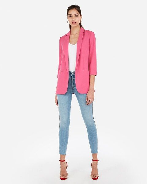 rolled sleeve notch collar boyfriend blazer | Express