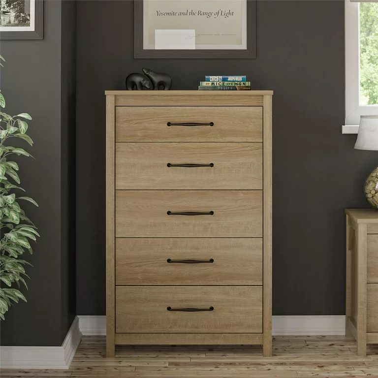 Ameriwood Home Abilene 5 Drawer Tall Dresser with Easy SwitchLock(tm) Assembly, Natural | Walmart (US)