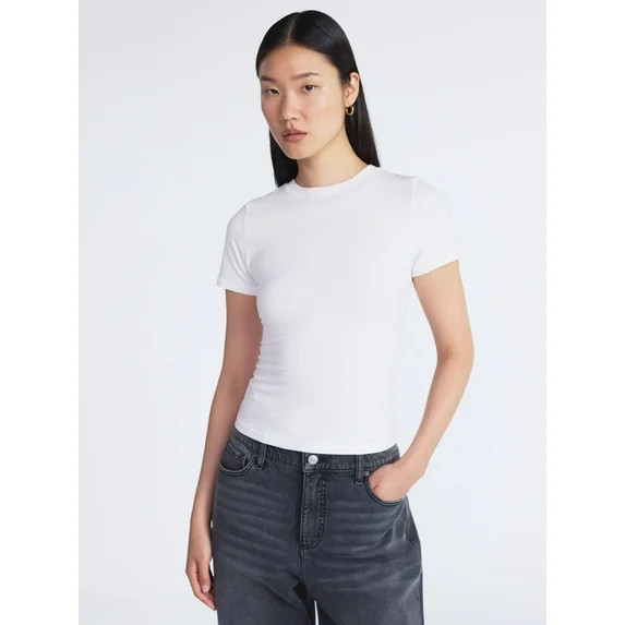 Scoop Women’s and Women’s Plus Stretch Cotton Baby Tee with Short Sleeves, XS-4X - Walmart.co... | Walmart (US)