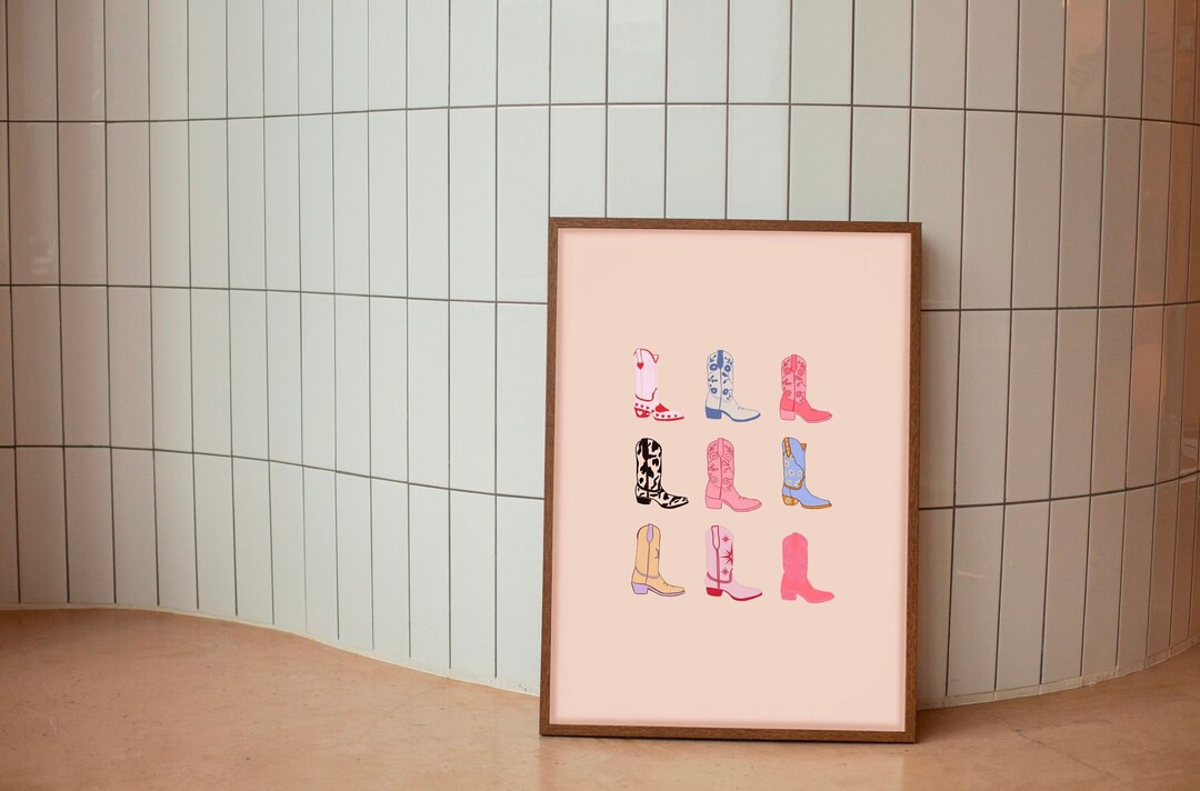 Western Cowgirl Boot Printable Wall Art, Printable Western Wall art, Coastal Cowgirl Boot Wall de... | Etsy (US)