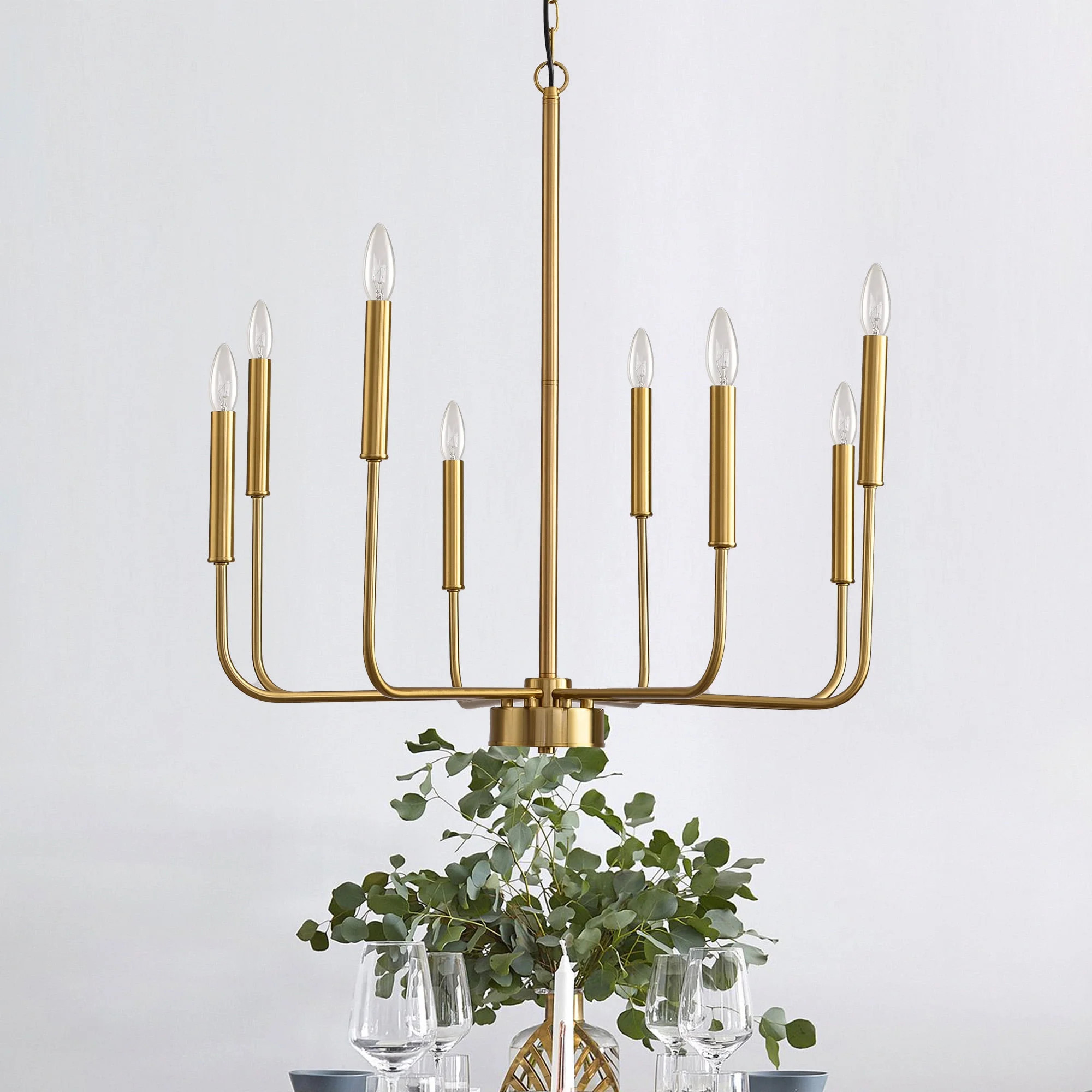LOHAS 8-Light Gold Classic Retro Candle Chandelier, Hanging for Hallway Kitchen Island Foyer Livi... | Walmart (US)