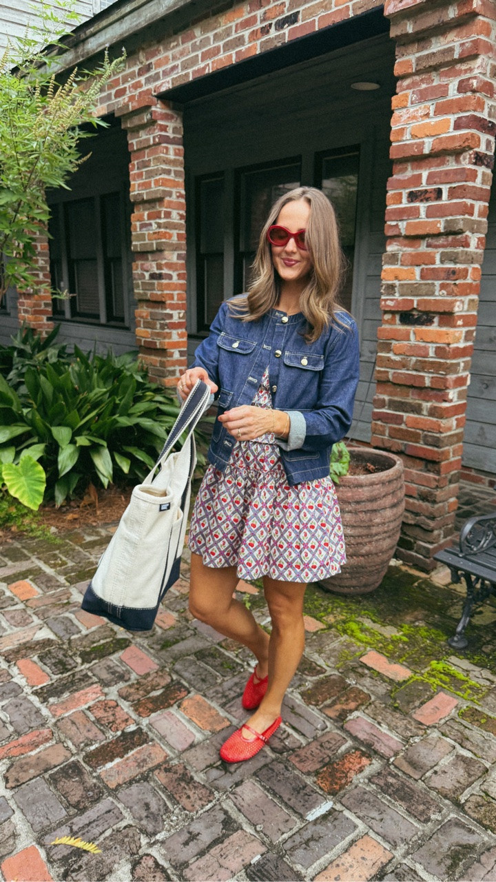 Finding a balance between embracing the upcoming season and still having 98 degree days in the south right now 😅🍁

So my idea of the perfect pre-fall outfit is taking a summer dress and layering a light jacket or sweater over it 🧡 // all items link on my Shopmy #prefall #falloutfits #fallinthesouth #fallstyle