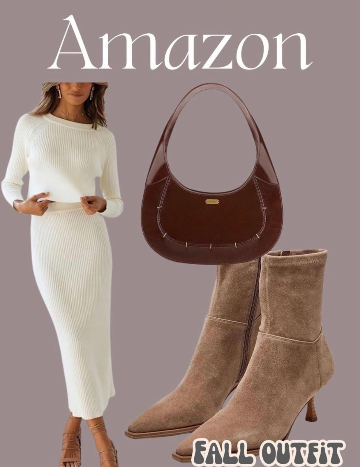 Fall outfit idea from Amazon 
Fall workwear. Brown boots, sweater set, matching set, cream sweater 
Neutral fashion, fall ootd, short boots, fall boots, brown purse, workwear for fall, date night outfit, pumpkin patch outfit

#LTKSeasonal #LTKootd
