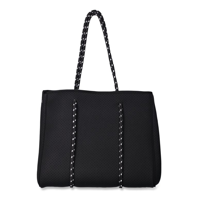 No Boundaries Juniors' Neoprene Beach Tote with Removable Pouch, Black | Walmart (US)