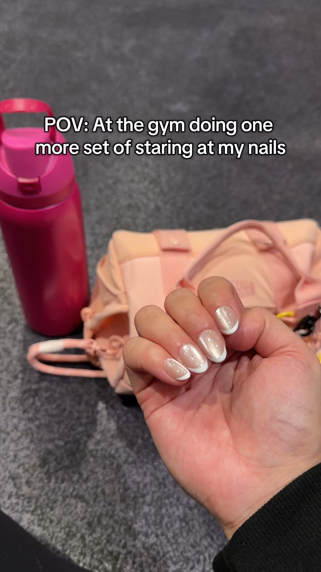 A French tip with chrome and glass finish… the most stunning set ever! 