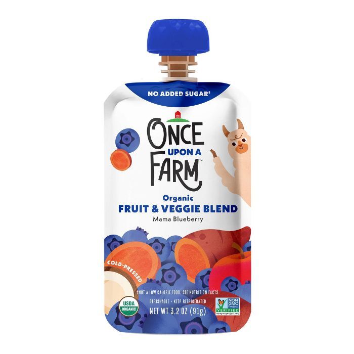 Once Upon a Farm Organic Mama Blueberry Fruit & Veggie Blend - 3.2oz | Target
