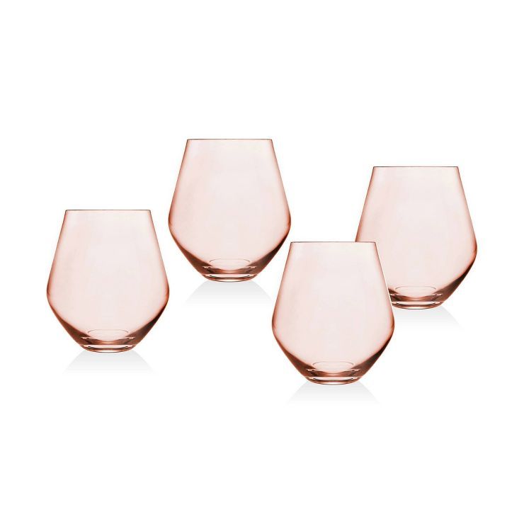 18oz 4pk Crystal Meridian Stemless Wine Glasses Blush - Godinger Silver | Target