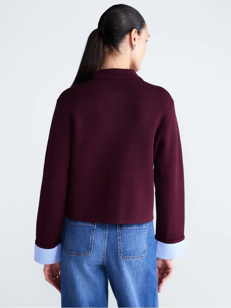 Free Assembly Women's Cropped Sweater Jacket, Sizes XS-XXL | Walmart (US)