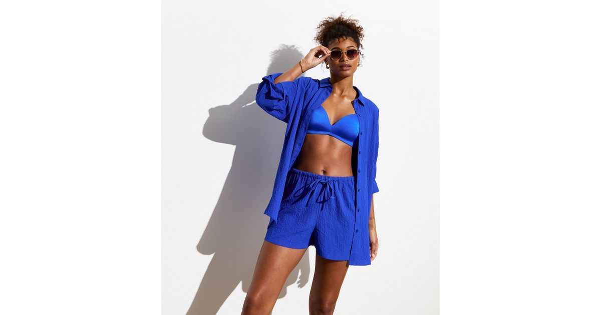 Blue Textured Long Sleeve Beach Shirt | New Look | New Look (UK)