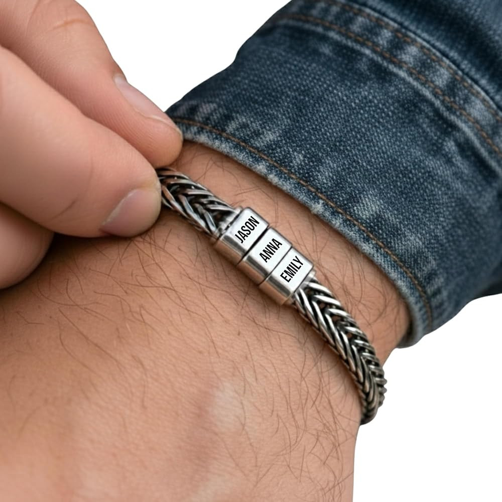 Personalized Stainless Steel Bracelet for Men - Custom Gold, Silver, Black Bracelets, Father Day ... | Amazon (US)